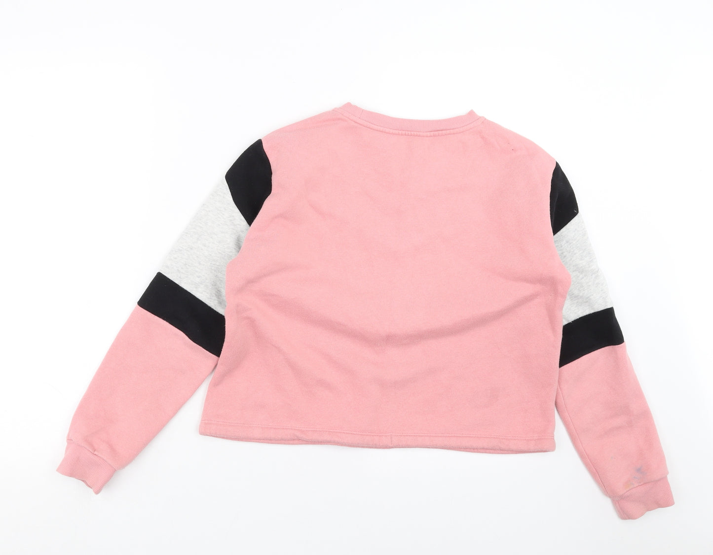H&M Girls Pink   Pullover Sweatshirt Size 12-13 Years  - make today a good day