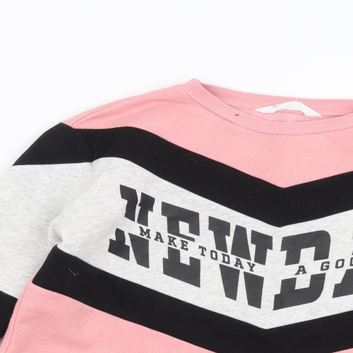 H&M Girls Pink   Pullover Sweatshirt Size 12-13 Years  - make today a good day