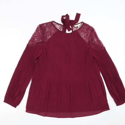 NEXT Womens Purple   Basic Blouse Size 10  - lace shoulder detail