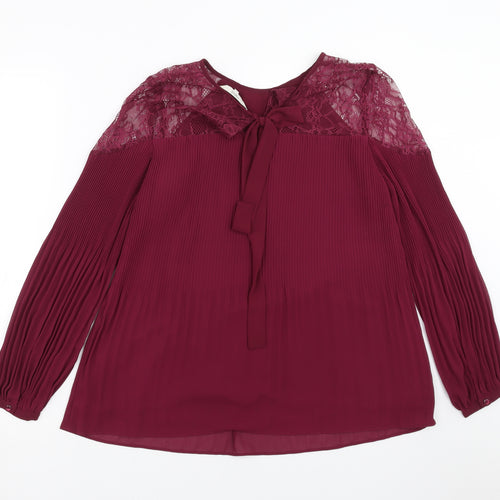 NEXT Womens Purple   Basic Blouse Size 10  - lace shoulder detail
