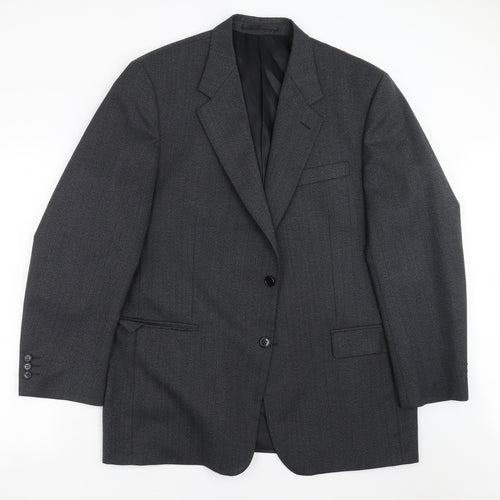 Wellington Mens Grey Herringbone  Jacket Suit Jacket Size 46