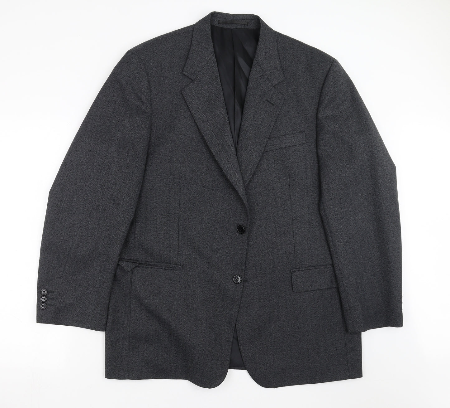 Wellington Mens Grey Herringbone  Jacket Suit Jacket Size 46