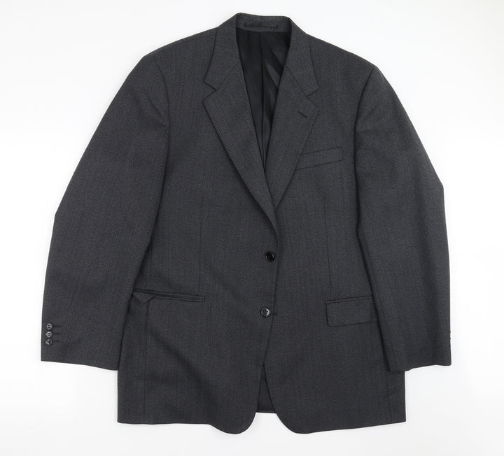 Wellington Mens Grey Herringbone  Jacket Suit Jacket Size 46