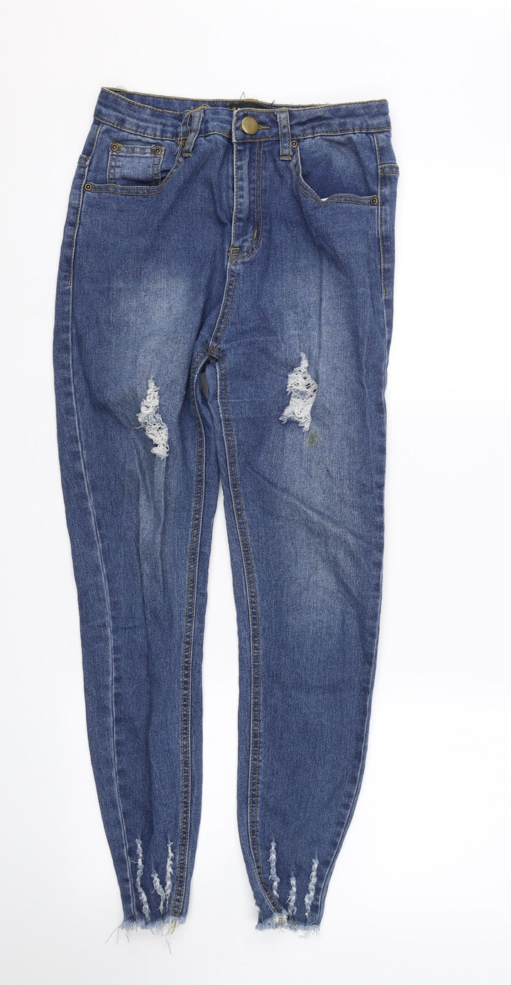 PRETTYLITTLETHING Womens Blue Denim Skinny Jeans Size 8 L24.5 in