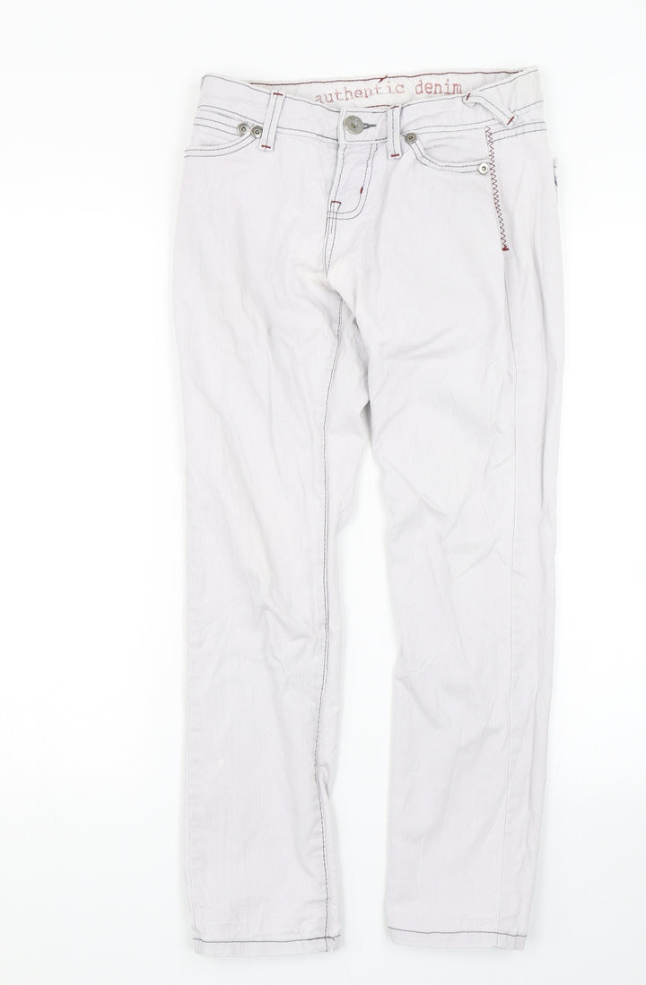 Authentic Denim Womens White Denim Straight Jeans Size S L26 in