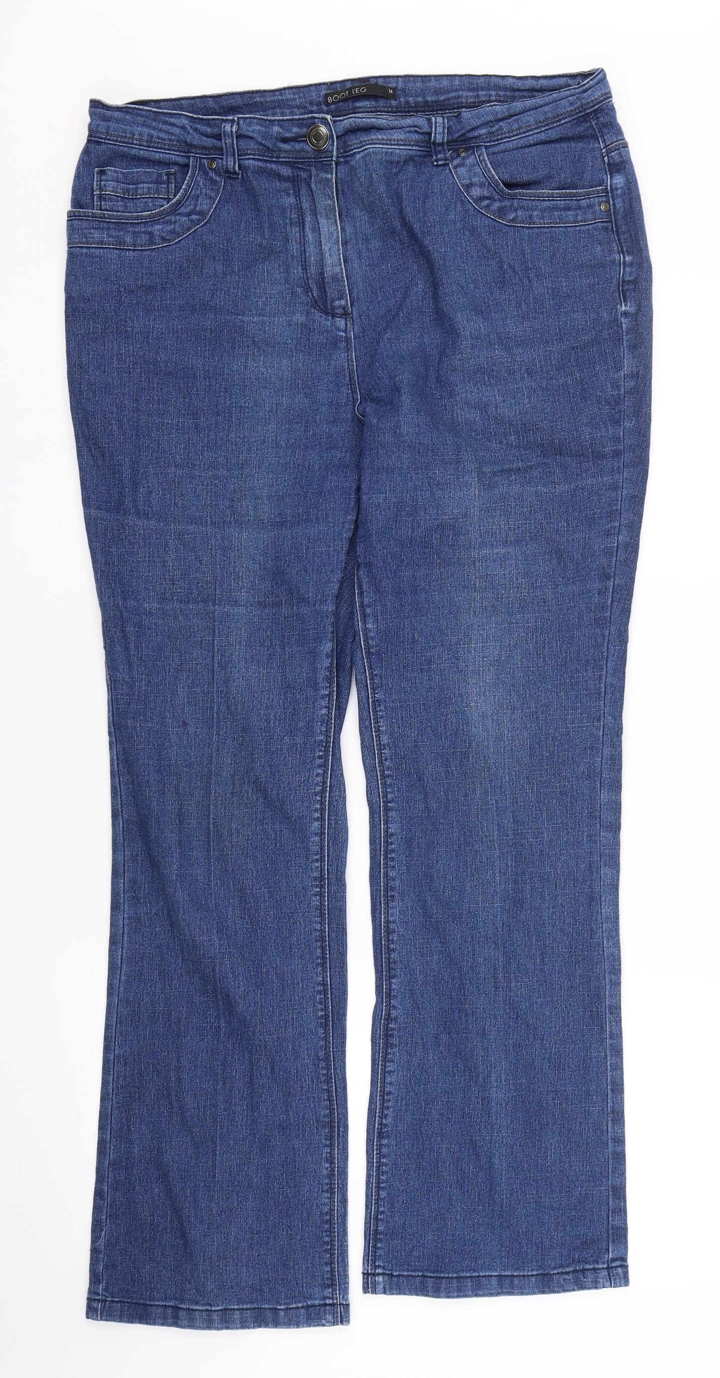Preworn Womens Blue  Denim Bootcut Jeans Size 14 L27 in