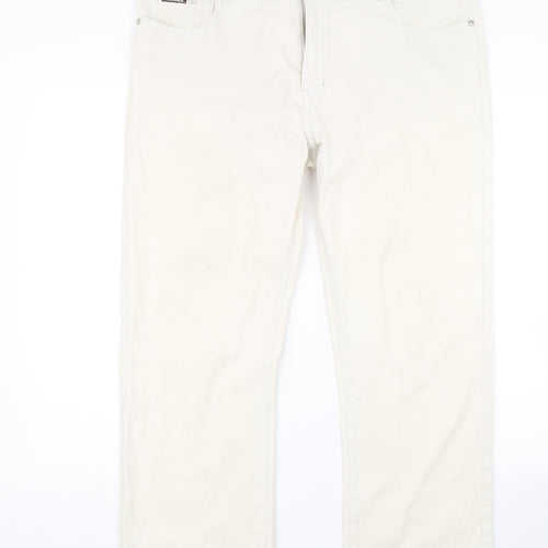 Euro Moda Womens Beige  Denim Straight Jeans Size 10 L23 in
