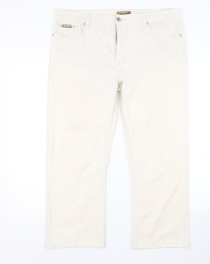 Euro Moda Womens Beige  Denim Straight Jeans Size 10 L23 in