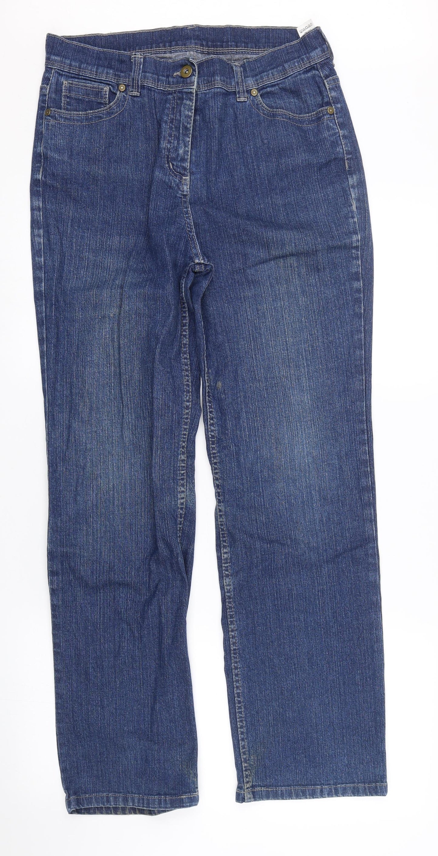 M&S Womens Blue  Denim Straight Jeans Size 14 L28 in