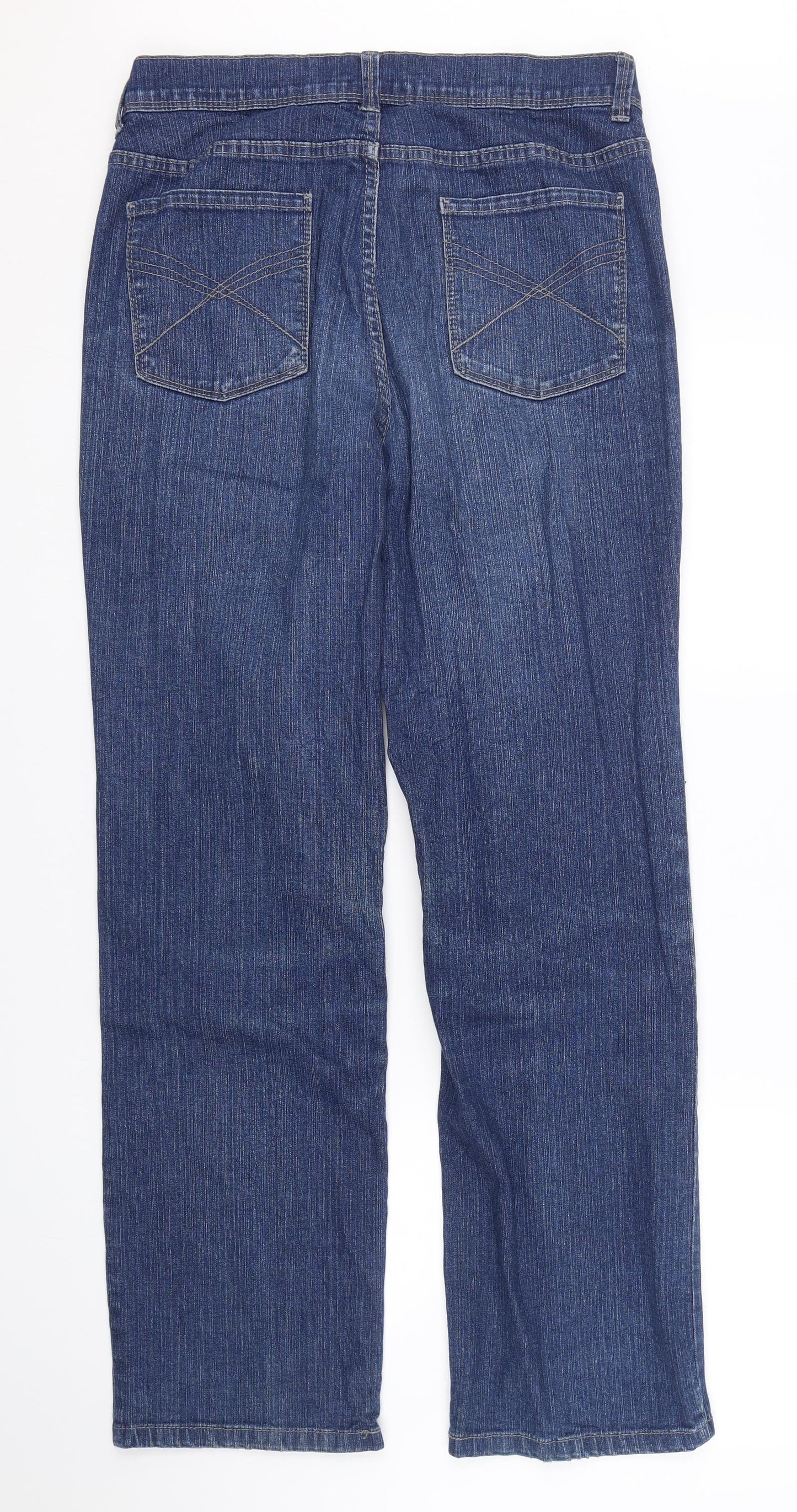 M&S Womens Blue  Denim Straight Jeans Size 14 L28 in