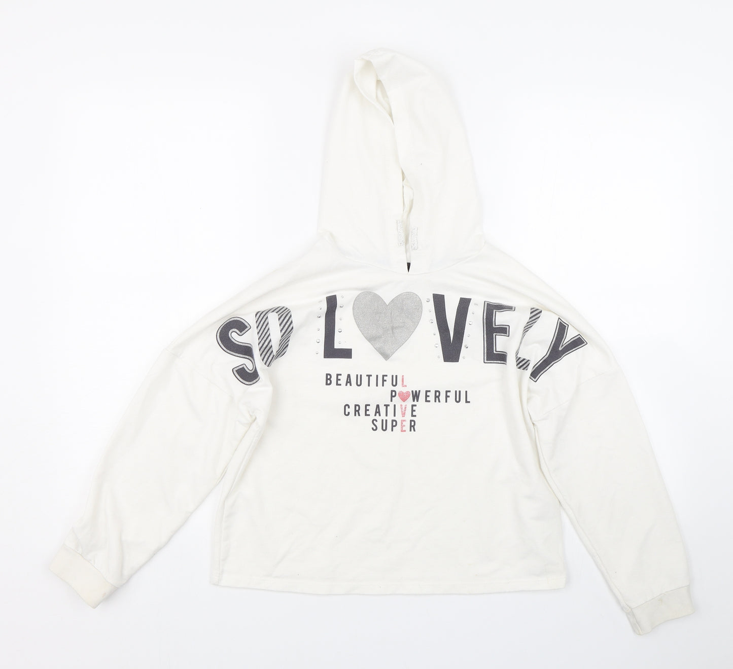 George Girls White   Pullover Hoodie Size 10-11 Years