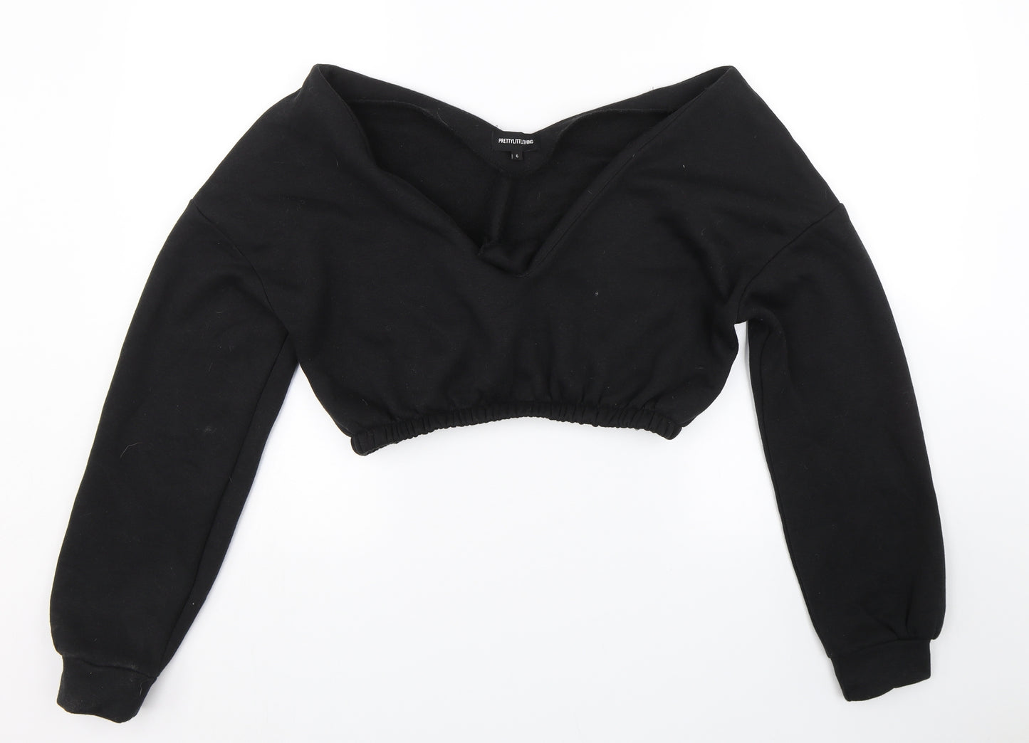PRETTYLITTLETHING Womens Black   Pullover Sweatshirt Size 6