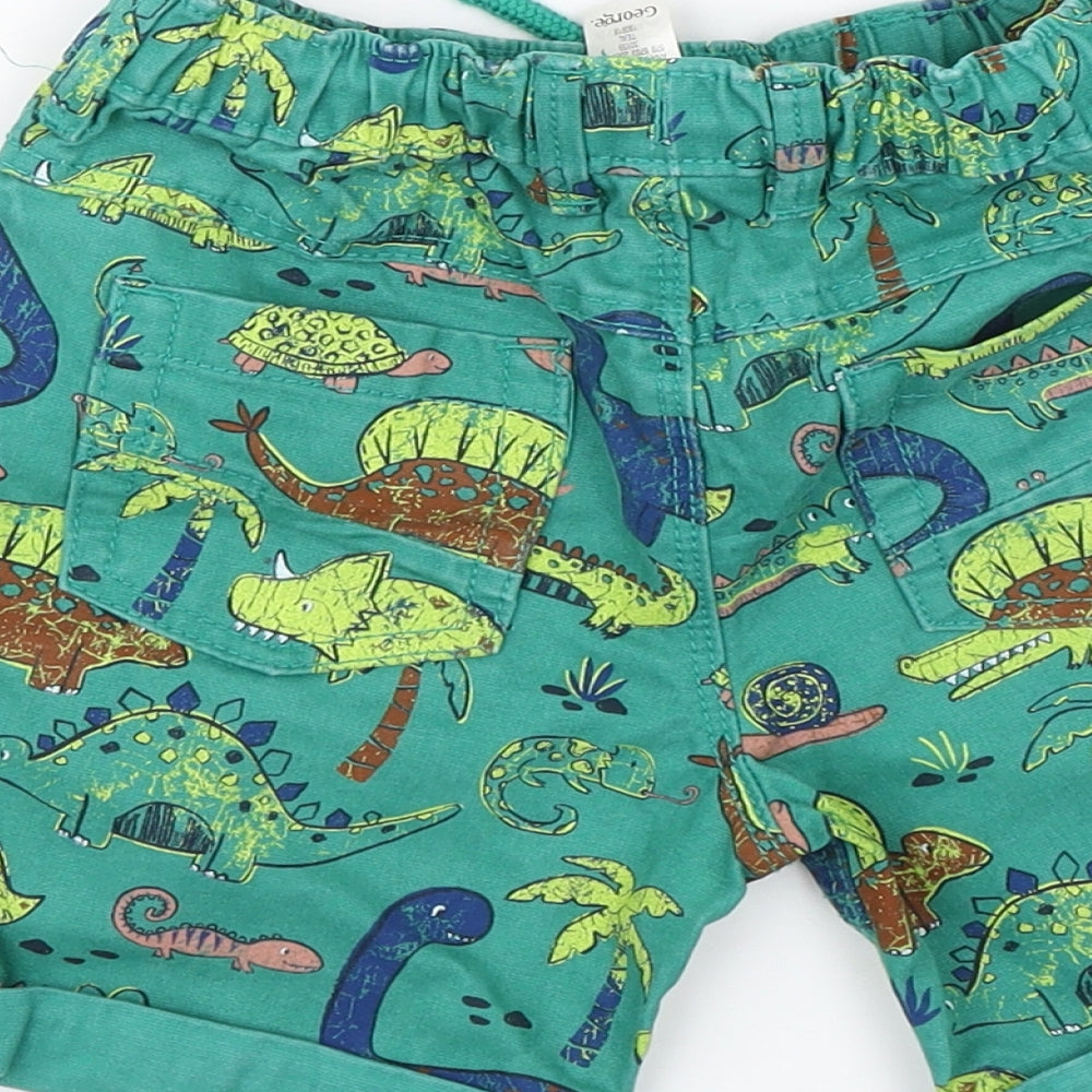 George Boys Green Animal Print  Bermuda Shorts Size 3-4 Years - Dinosaurs