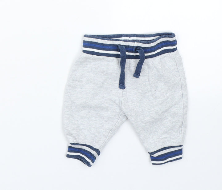 Mothercare Boys Grey Striped  Sweatpants Trousers Size 0-3 Months  - 0-1 Months