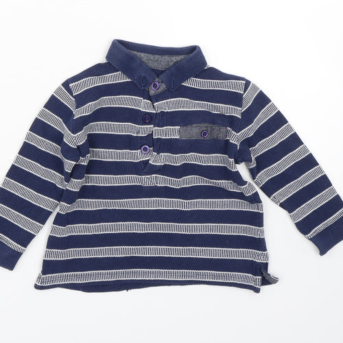 Matalan  Black Striped  Basic Polo Size 12 Months