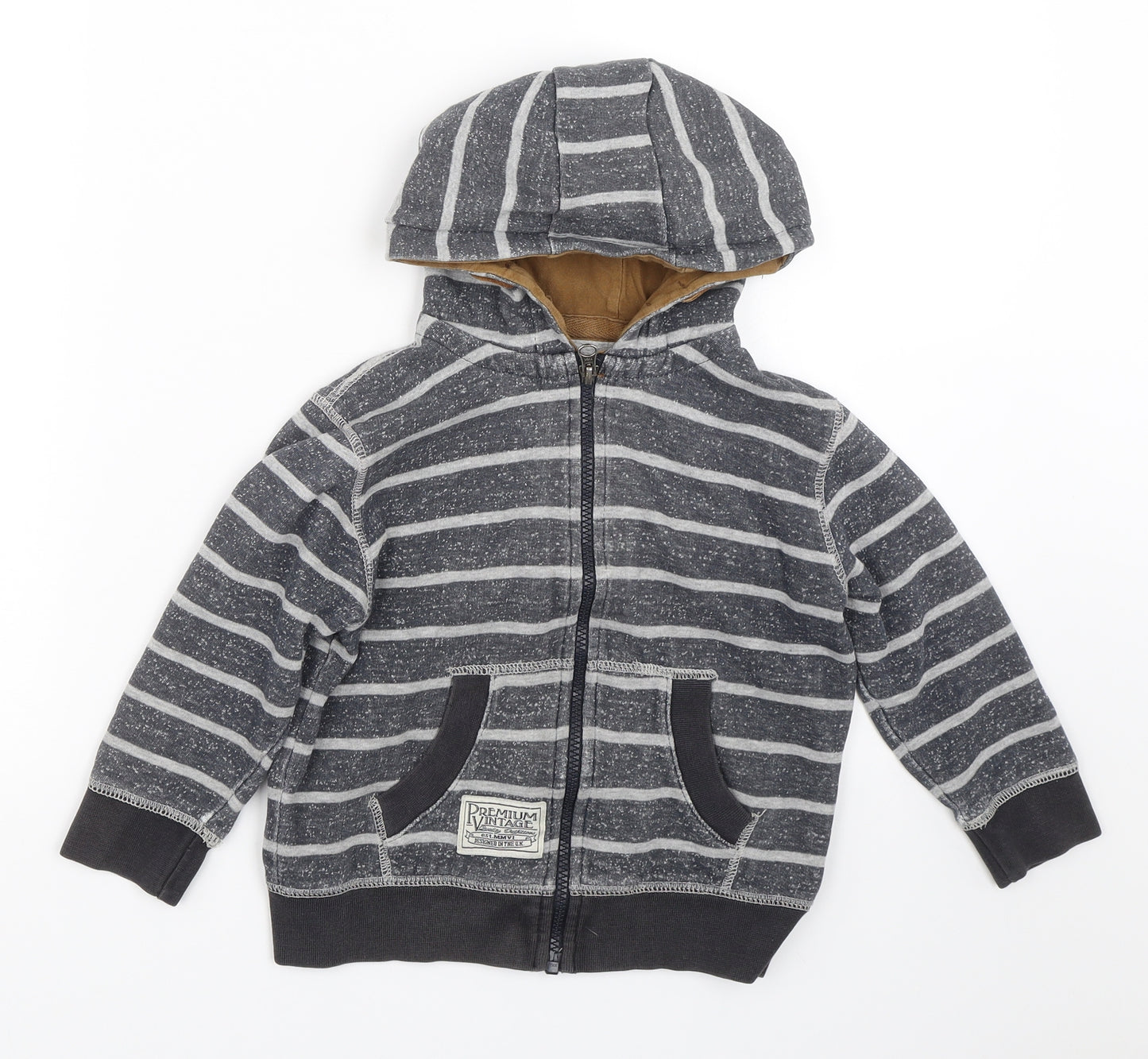 TU Boys Grey Striped  Full Zip Hoodie Size 5 Years