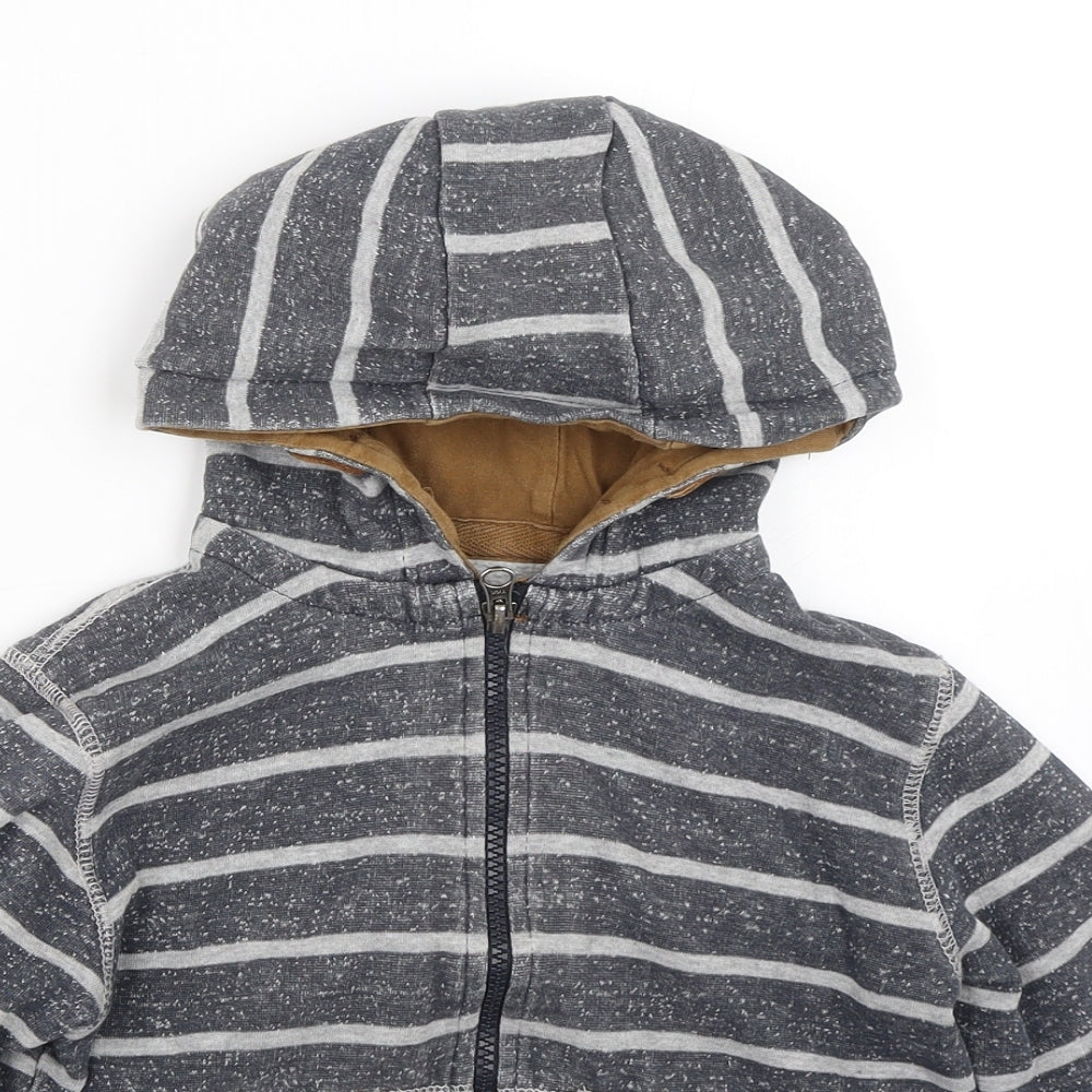 TU Boys Grey Striped  Full Zip Hoodie Size 5 Years