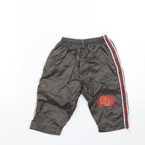 Preworn Baby Brown Striped  Rain Trousers Trousers Size 9-12 Months