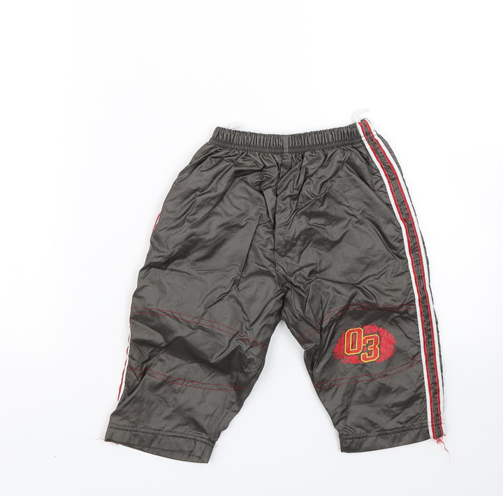 Preworn Baby Brown Striped Rain Trousers Trousers Size 9-12 Months