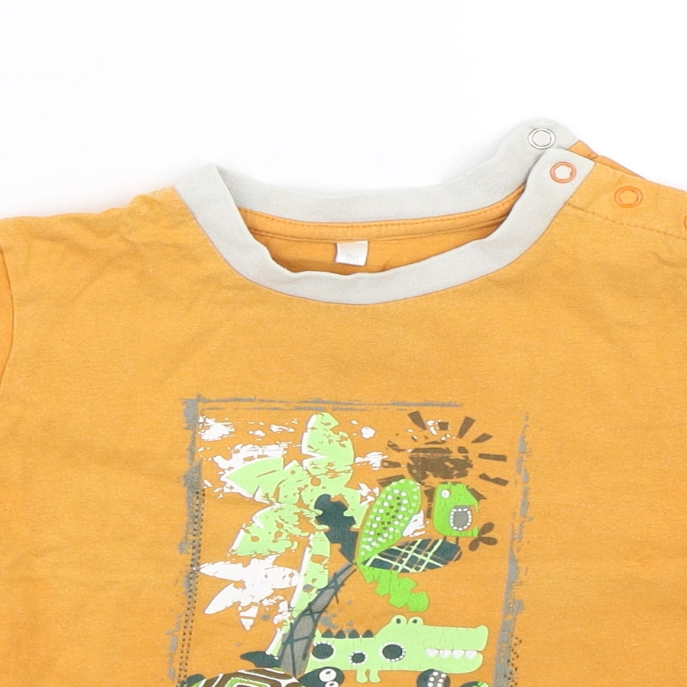 Preworn Baby Yellow   Basic T-Shirt Size 18-24 Months  - Crocodiles