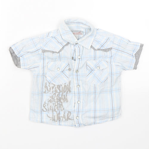 Rebel Boys Blue Check  Basic Button-Up Size 2-3 Years