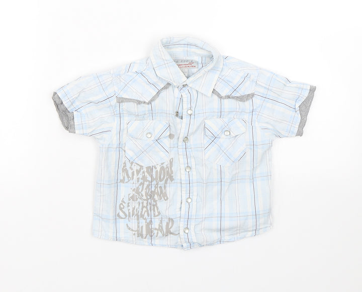 Rebel Boys Blue Check Basic Button-Up Size 2-3 Years