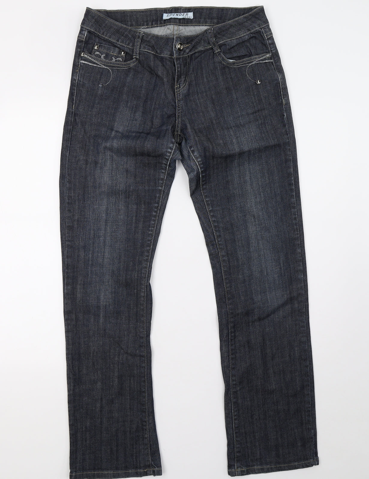 SPENDER Womens Blue  Denim Straight Jeans Size 10 L32 in