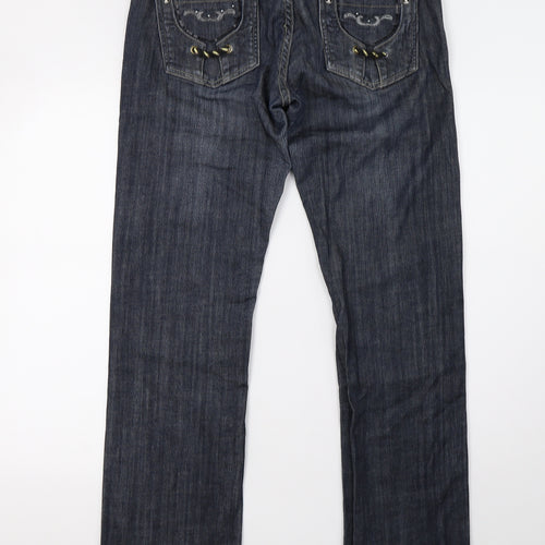 SPENDER Womens Blue  Denim Straight Jeans Size 10 L32 in