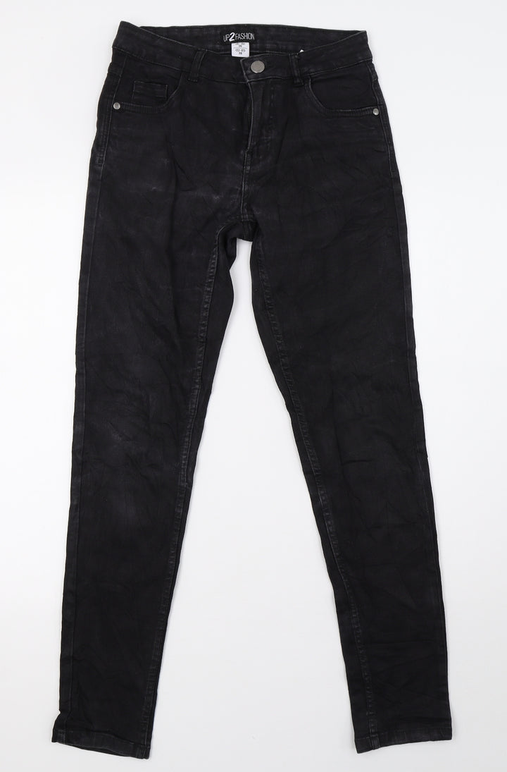 up2 fashion Womens Black  Denim Skinny Jeans Size 10 L32 in