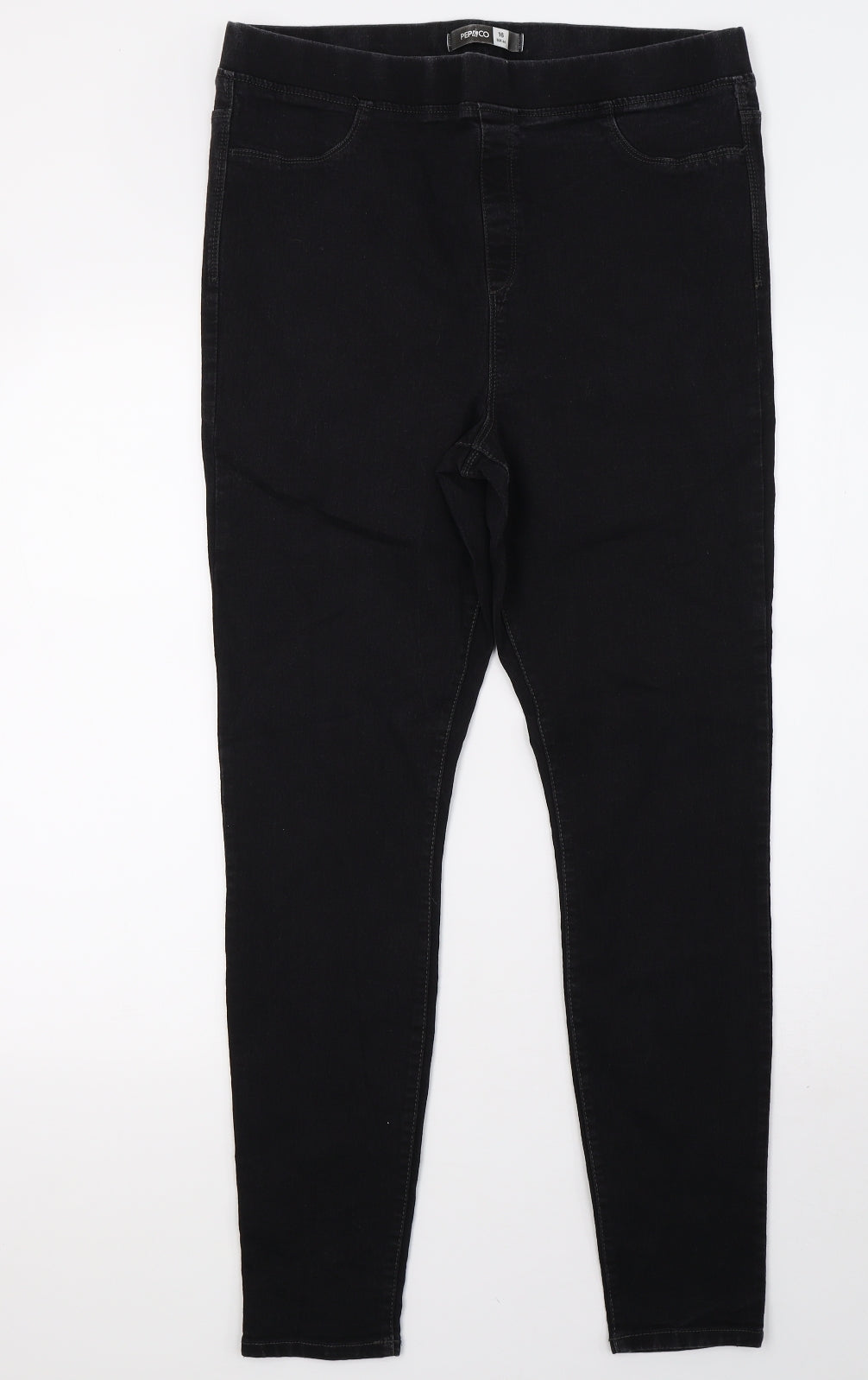 PEP&CO Womens Black  Denim Jegging Jeans Size 16 L30 in