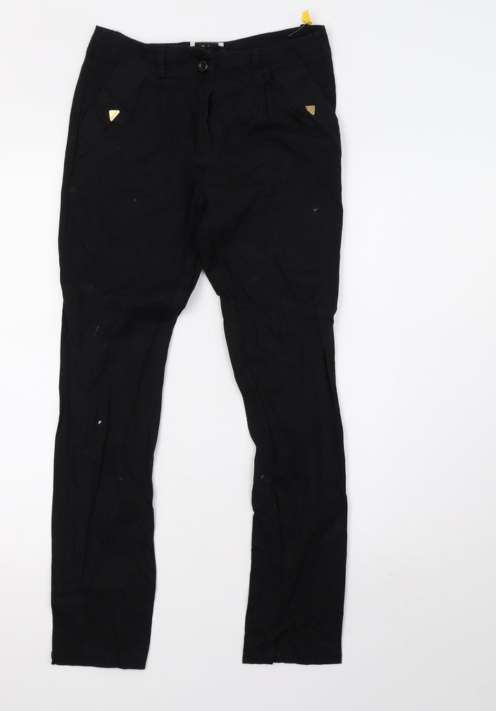 Pippa & Julie Womens Black Straight Jeans Size 10 L27 in