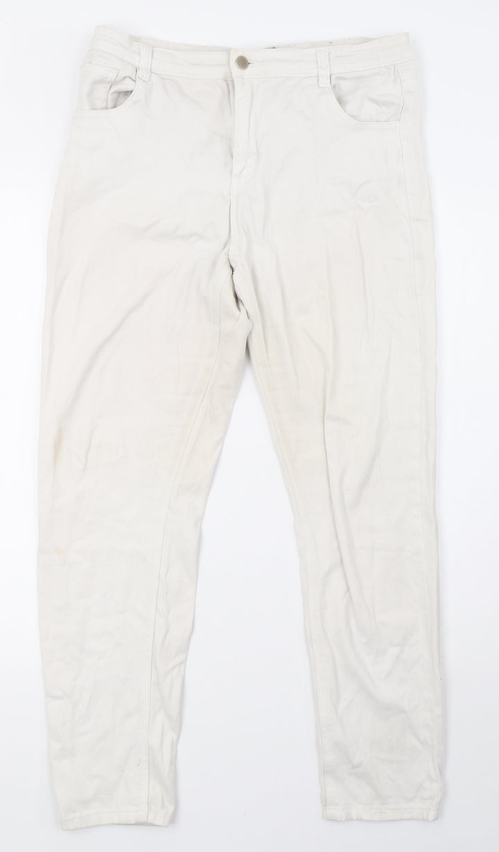 momokrem Womens White Denim Straight Jeans Size 14 L28 in