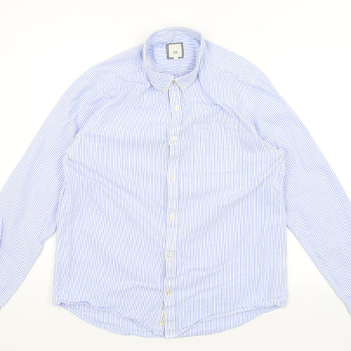 River Island Mens Blue Striped   Button-Up Size L