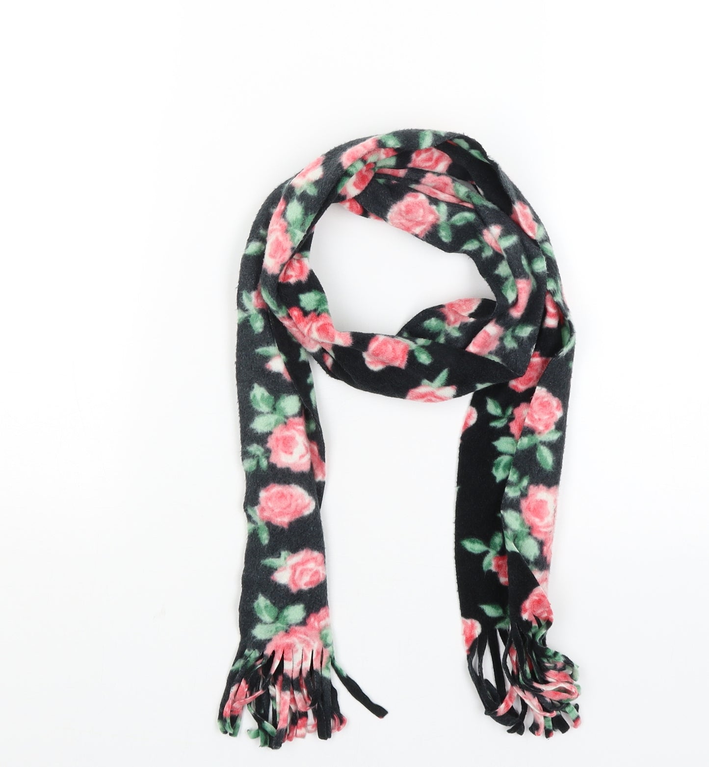 Preworn Womens Black Floral   Scarf