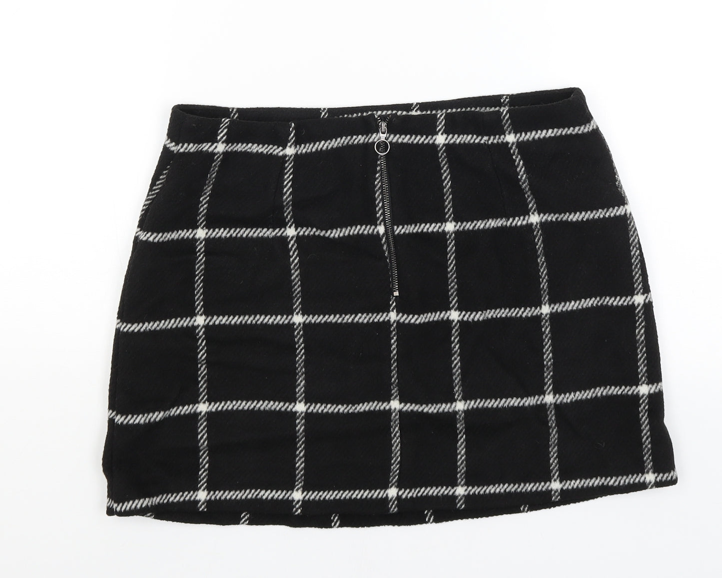 George Womens Black Check  A-Line Skirt Size 12