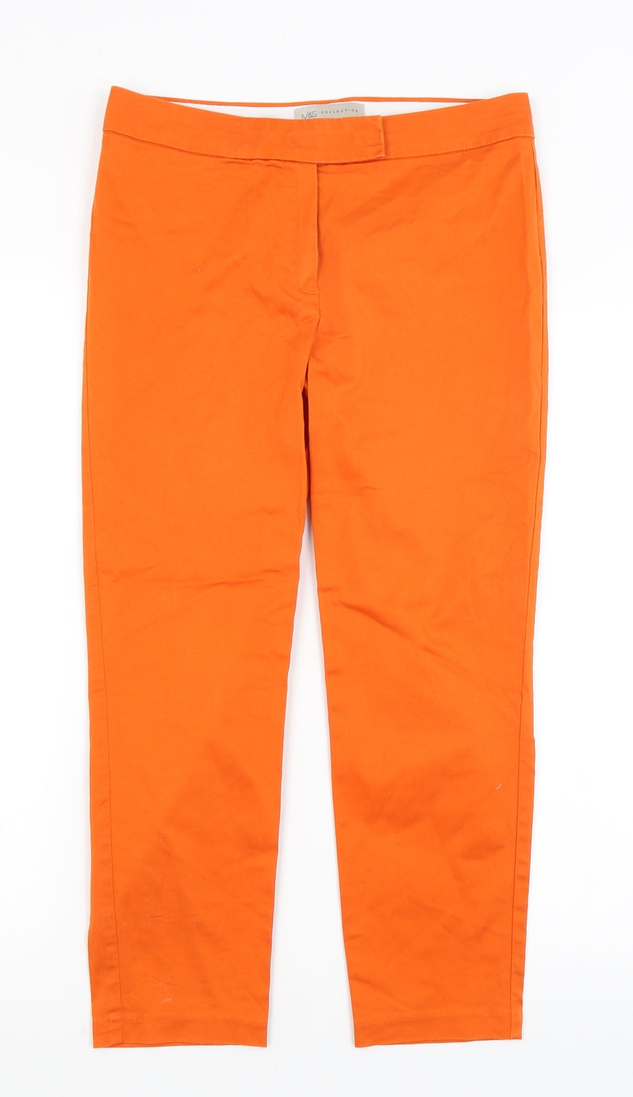 M&S Womens Orange   Cropped Trousers Size 8 L23 in