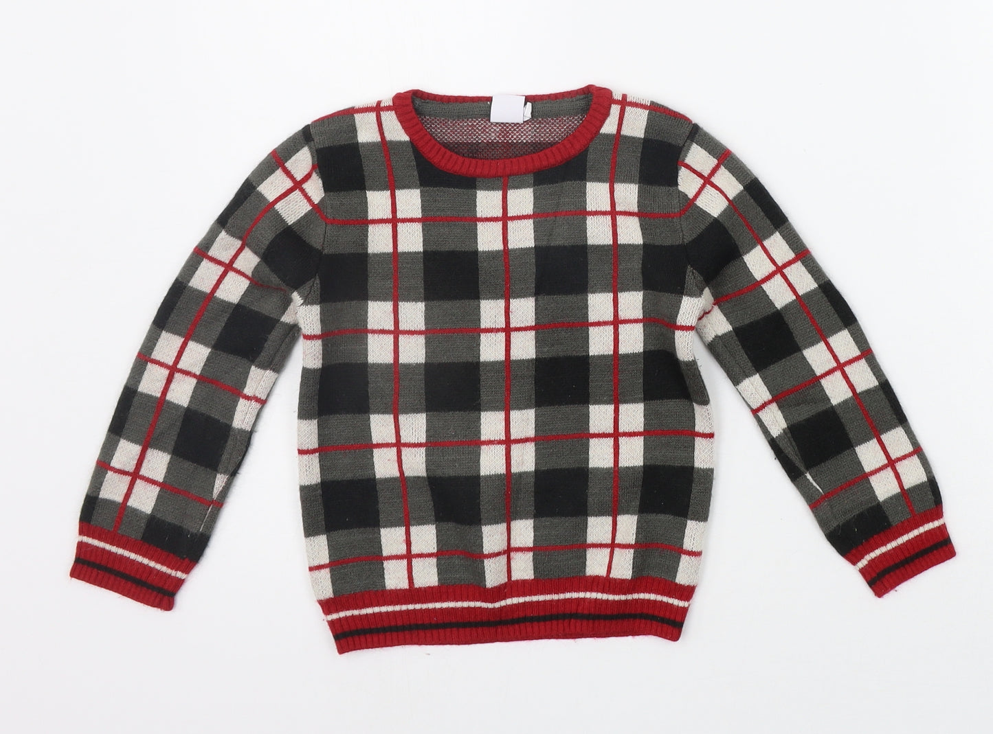 Mini Club Boys Red Check  Pullover Jumper Size 3-4 Years