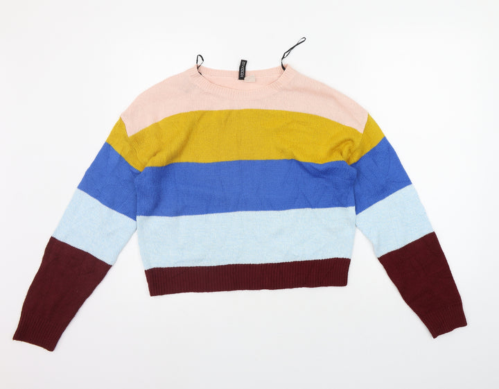 Divided Womens Multicoloured Striped Pullover Jumper Size S