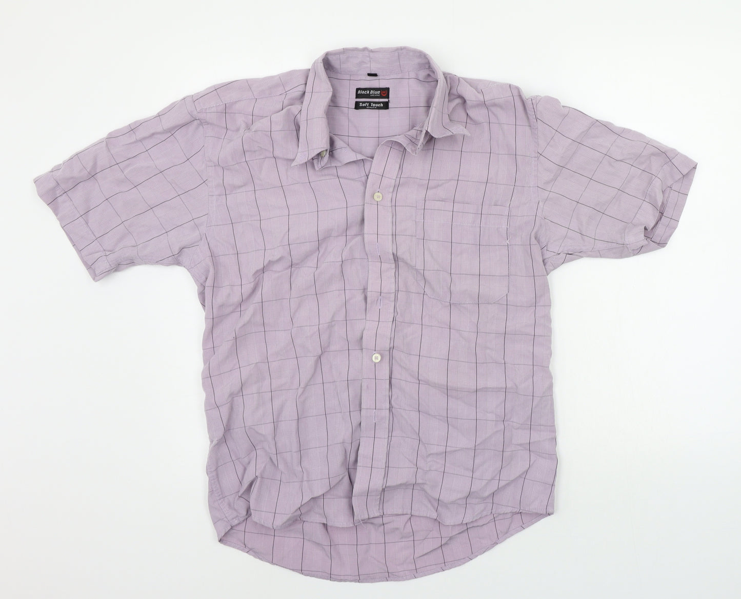 Black Blue Mens Purple Check   Polo Size M