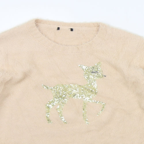 Preworn Womens Beige   Pullover Jumper Size 10  - SEQUIN