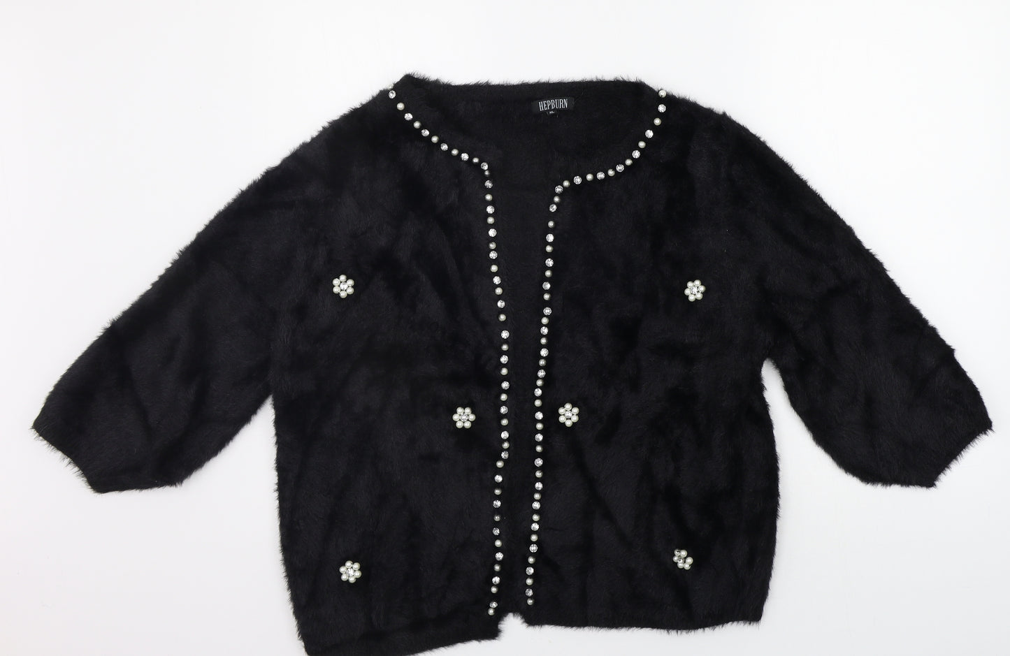 Hepburn Womens Black   Cardigan Jumper Size XL  - details on chest