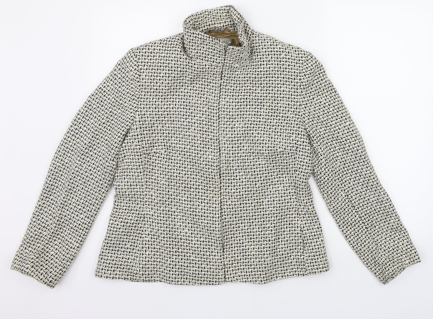 Marks and Spencer Womens White Geometric  Jacket Coat Size 14