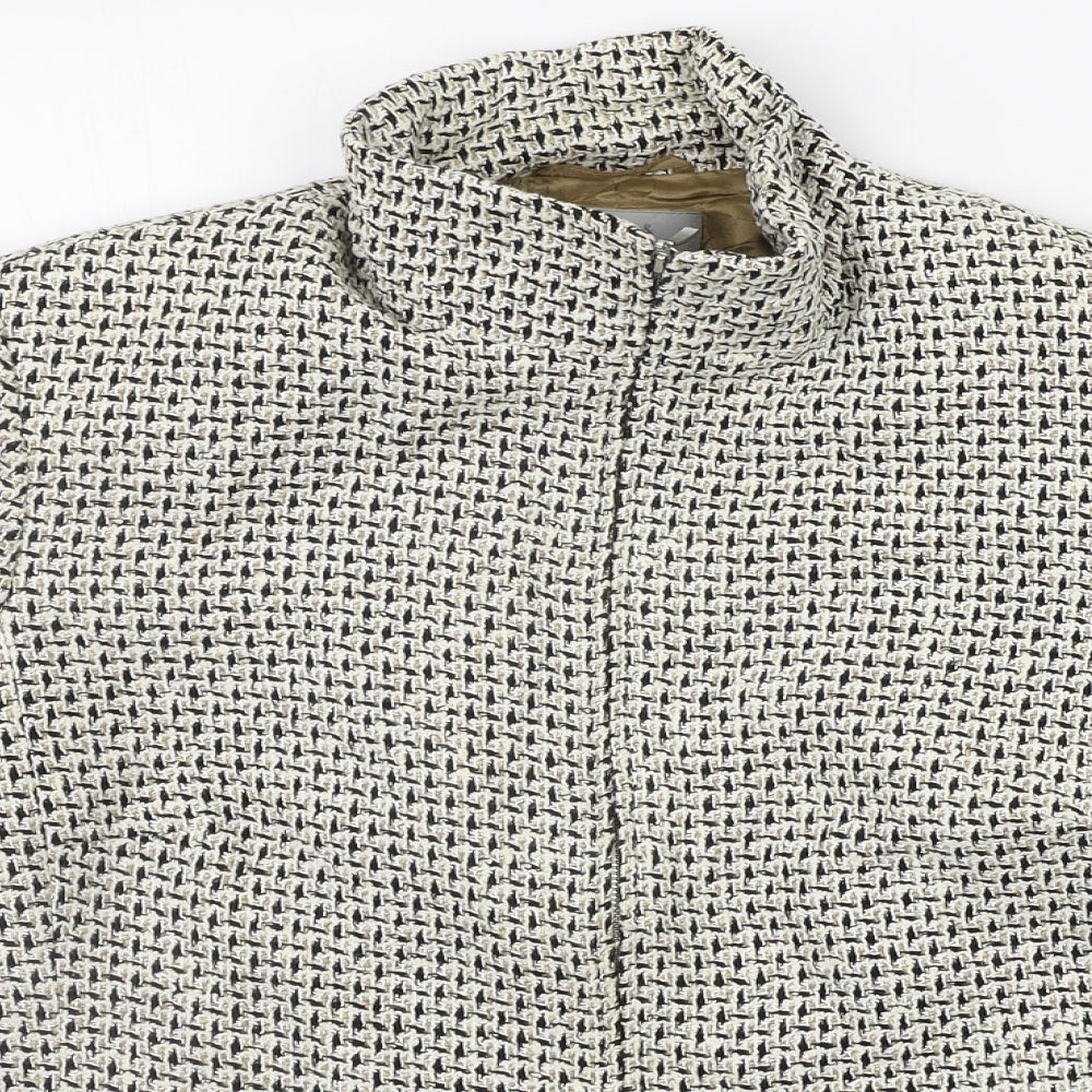 Marks and Spencer Womens White Geometric  Jacket Coat Size 14