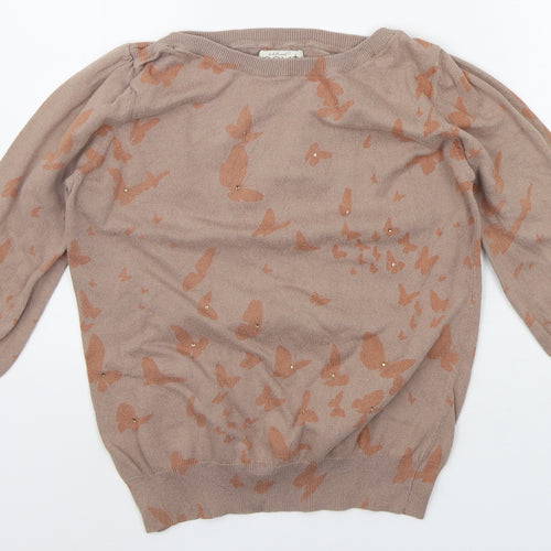 NEXT Womens Beige Geometric  Pullover Jumper Size 14