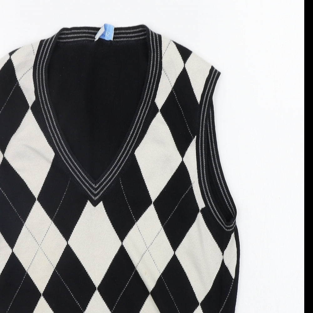 Oasis Womens Black Geometric  Pullover Jumper Size 16