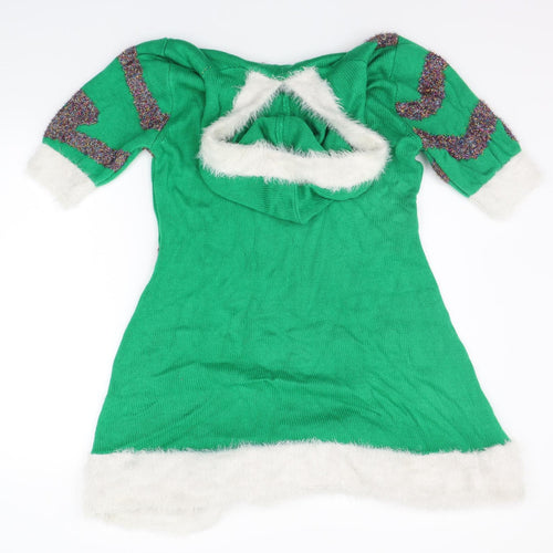 Primark Womens Green Geometric  Jumper Dress  Size L  - CHRISTMAS