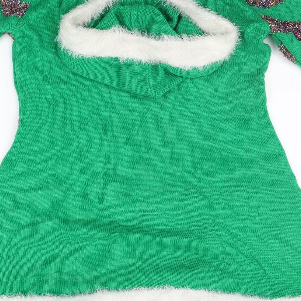 Primark Womens Green Geometric  Jumper Dress  Size L  - CHRISTMAS