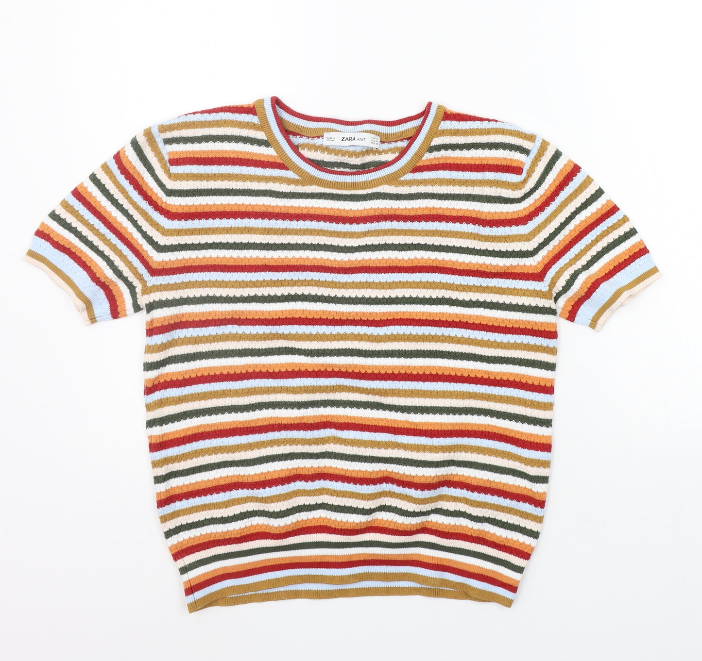 Zara Womens Multicoloured Striped  Pullover Jumper Size M