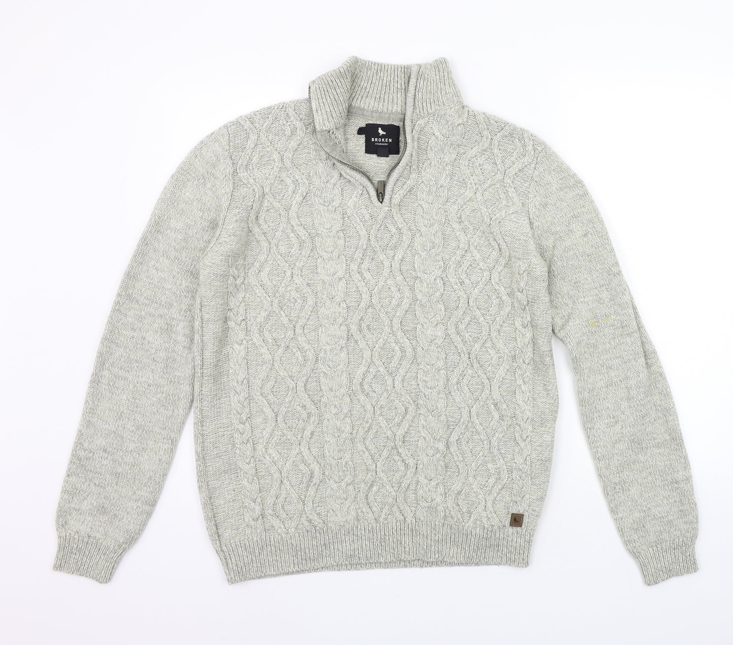 Broken Standard Mens Beige Check  Pullover Jumper Size L