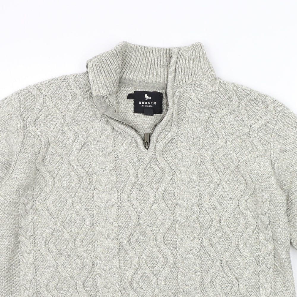 Broken Standard Mens Beige Check  Pullover Jumper Size L